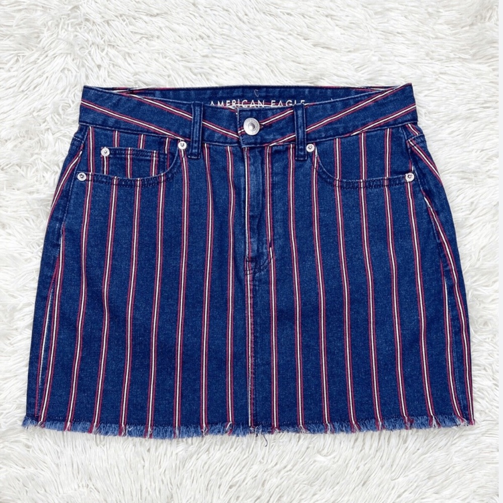 American Eagle Outfitters Blue and Red Striped Skirt